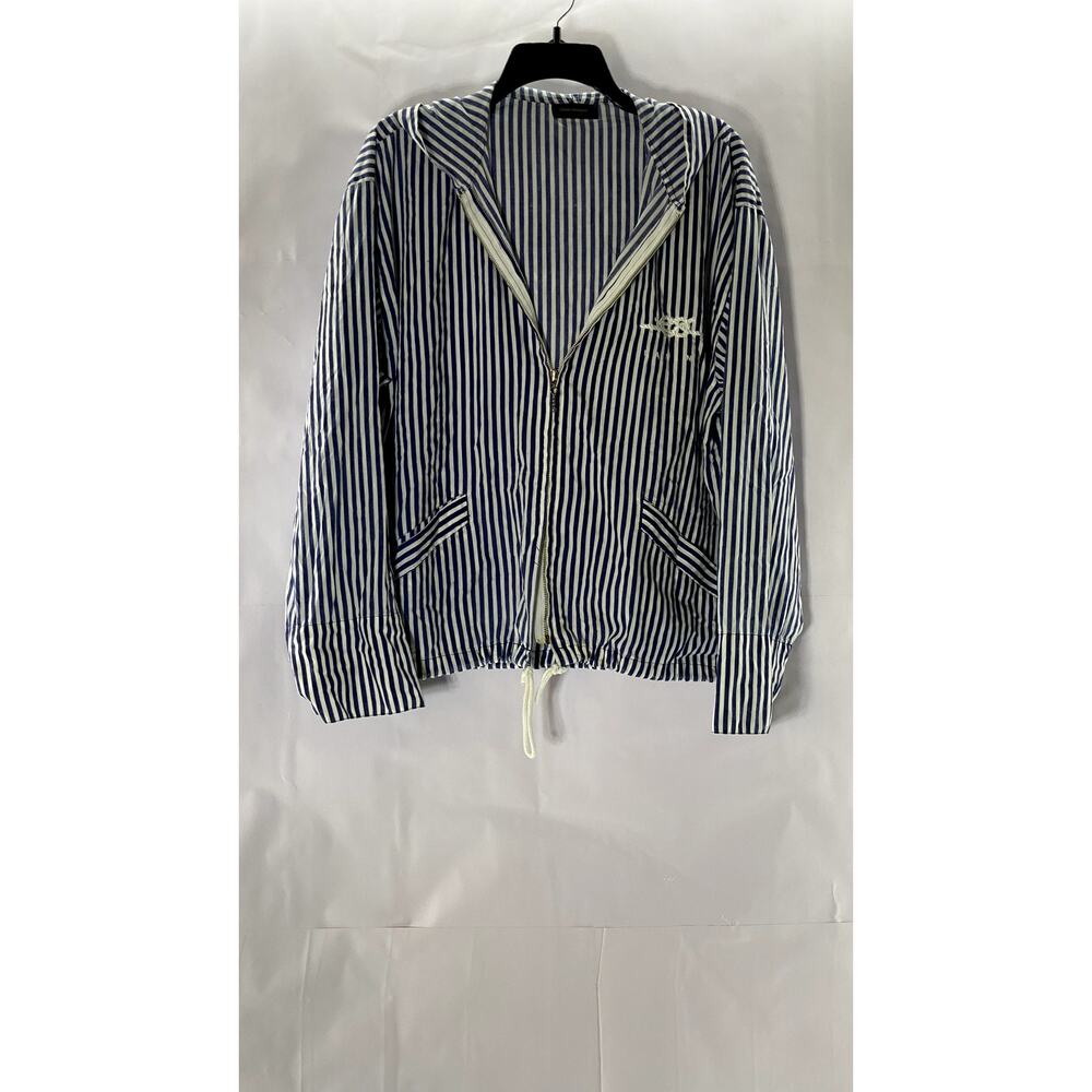 LIMON COMPANY Women's Navy/White Striped Zip-Up Marine Hooded Jacket SZ 2